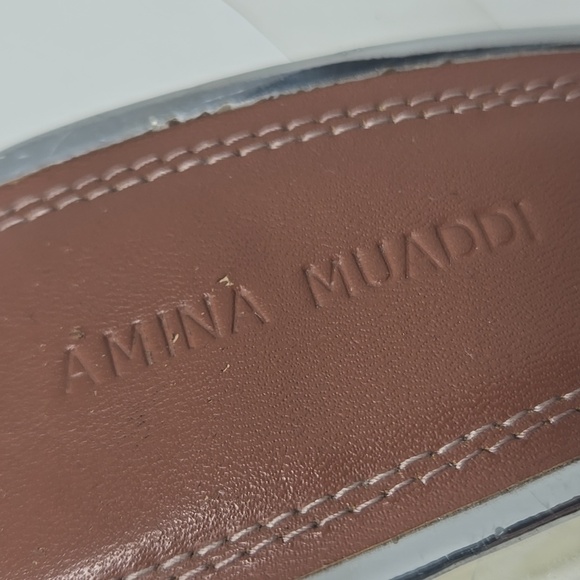 Amina Muaddi PVC Transparent Begum Glass Slingback Heels - Picture 9 of 10